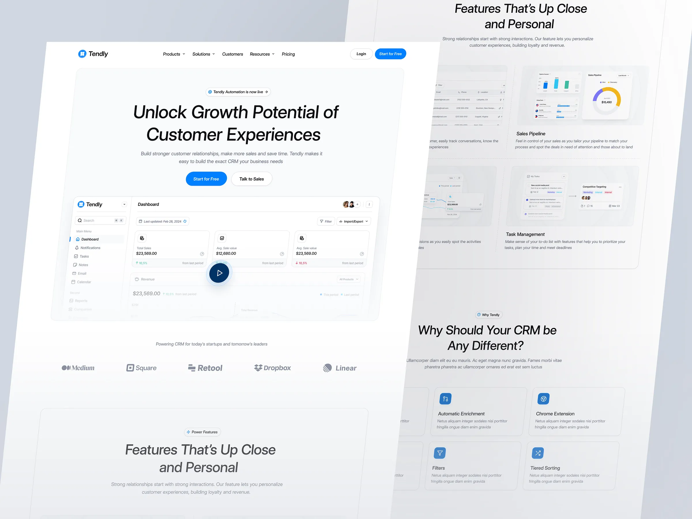 Preview of product & marketing pages delivered through the unlimited web development service